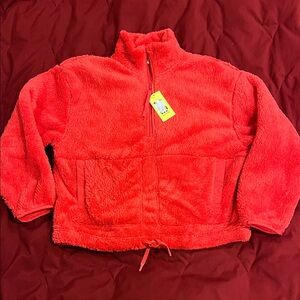 All in Motion Vibrant coral fluffy Fleece Jacket size small NWT